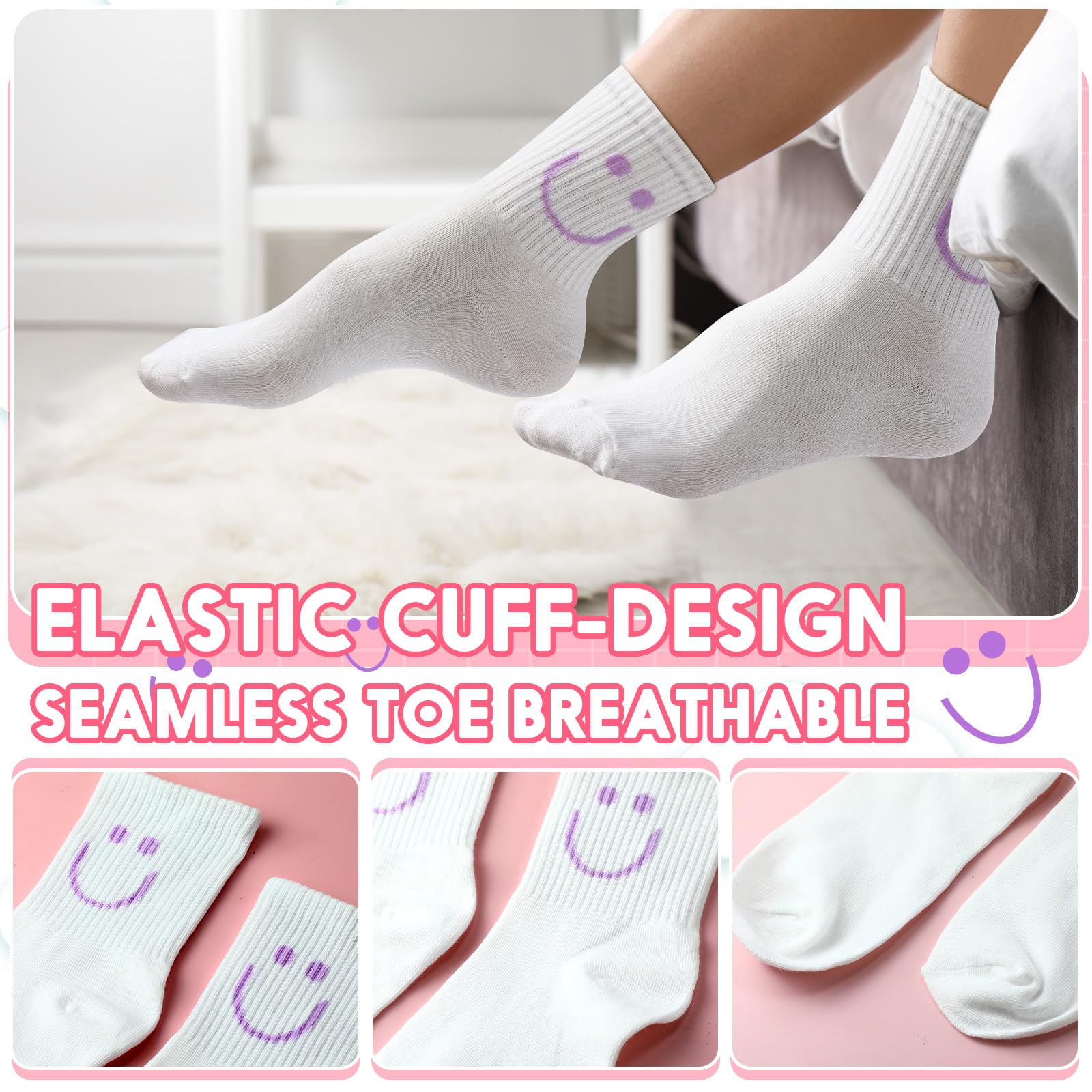 Cuffbow Paquete de 20 calcetines Crazy Funny Emotion para mujer, calcetines de algodón suave, 20 diseños divertidos diferentes