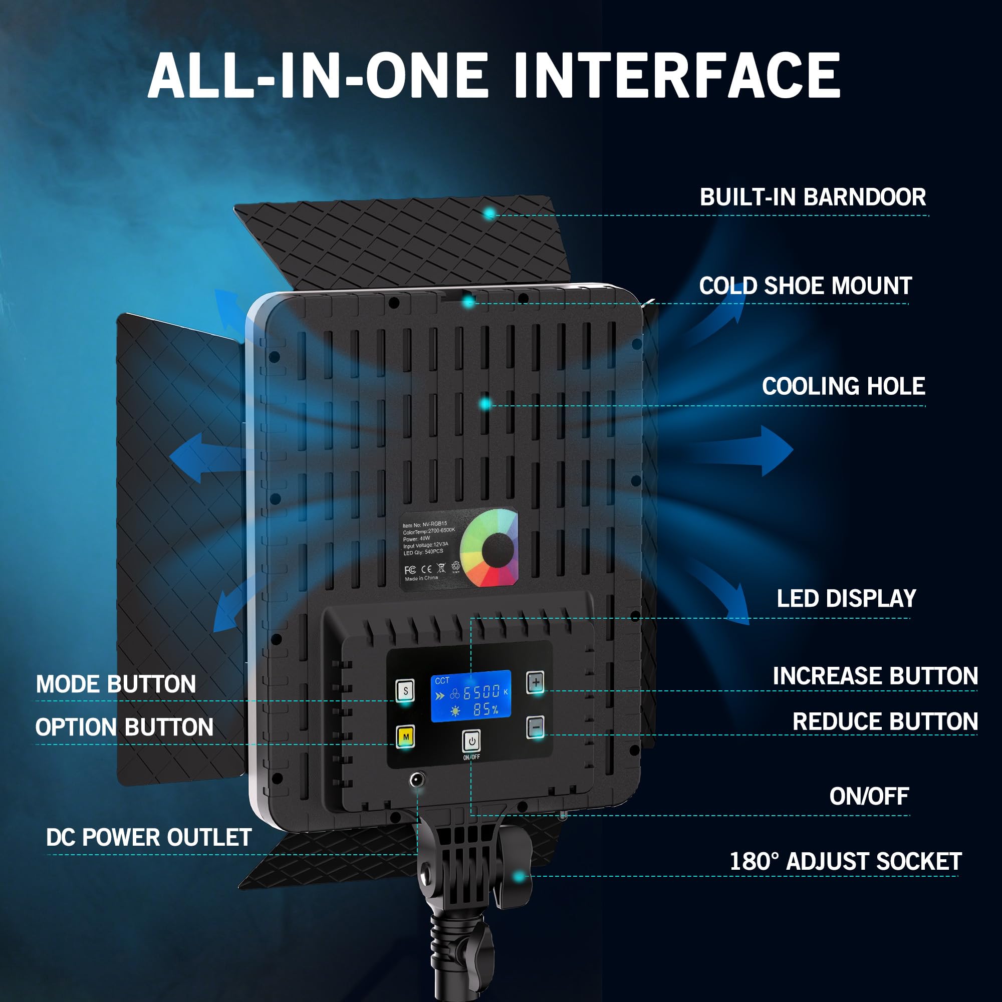 Amazon.com: NiceVeedi 40W RGB Photography Lighting with 20 Effects