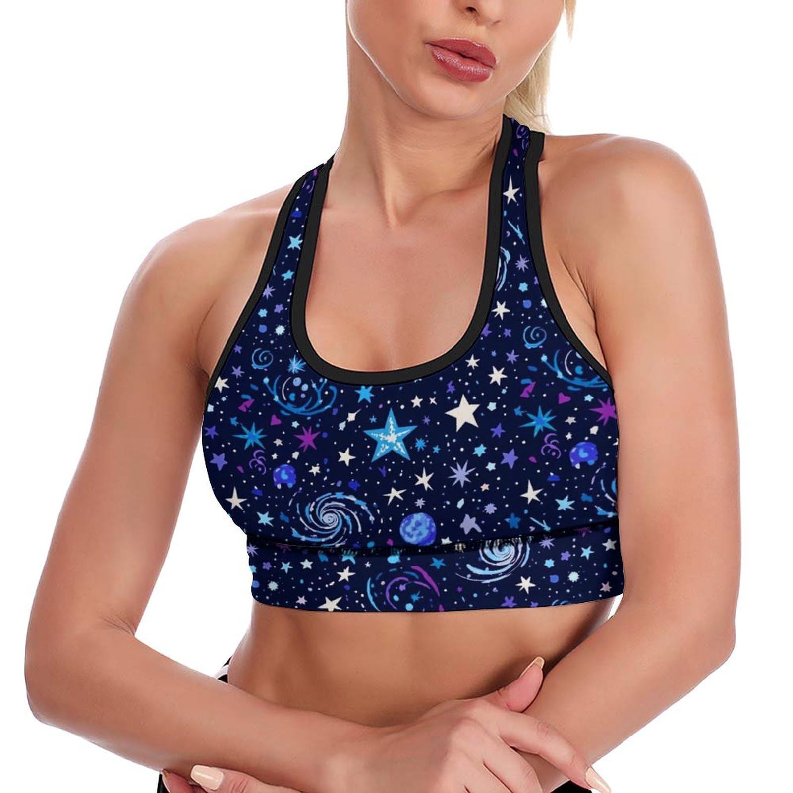 Womens Sports Tank Tops Yoga Racerback Bra, Casual Fitness Crop Tank High Support Padded Workout Running Bra