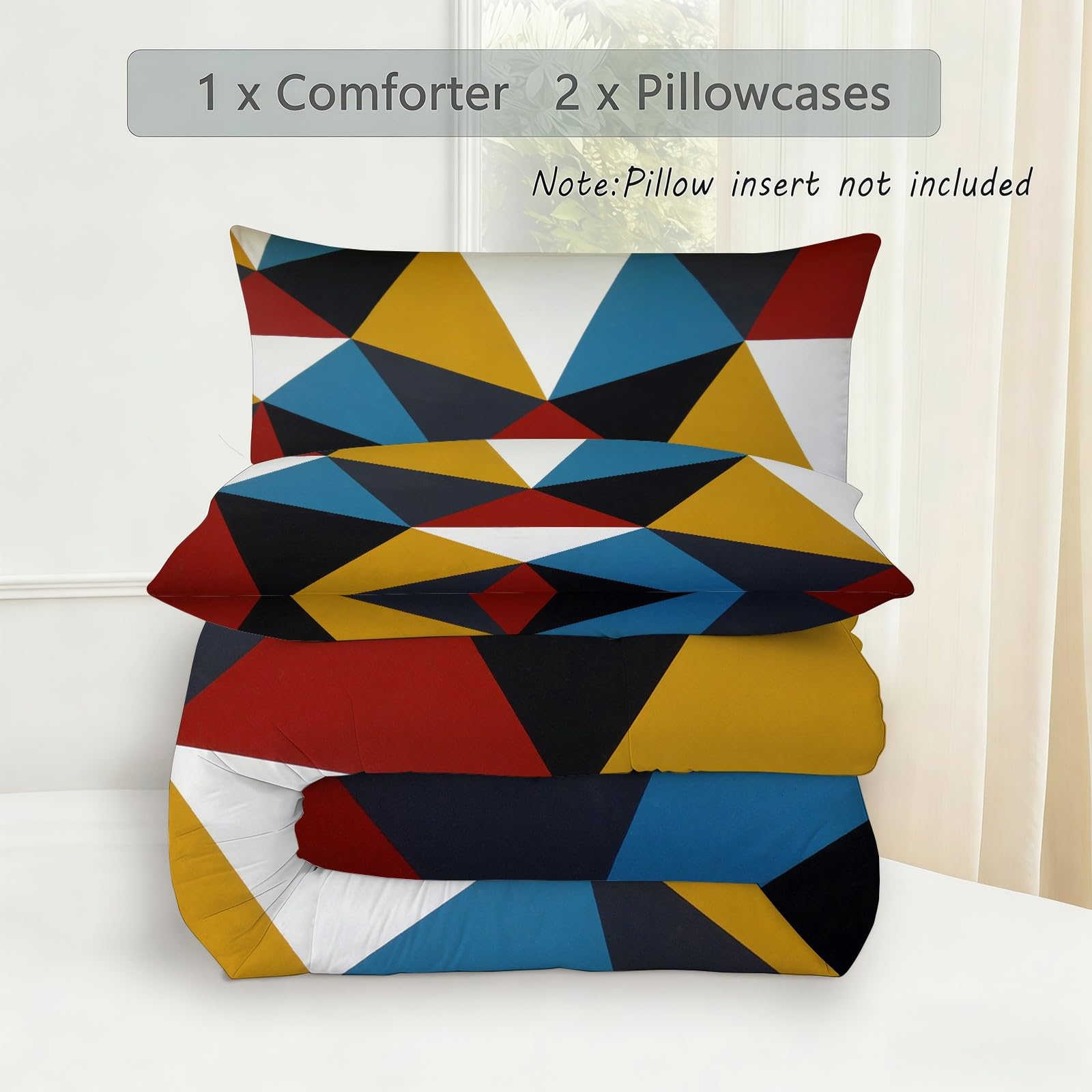 Edredon Cama 150 Piezas triangulares Edredón Nordico Adulto sin Funda Reversible Estilo pop art Estampado Suave Ligero Transpirable Duvet 220x240 cm incluye 2 fundas de almohada 50x75 cm YUb1073