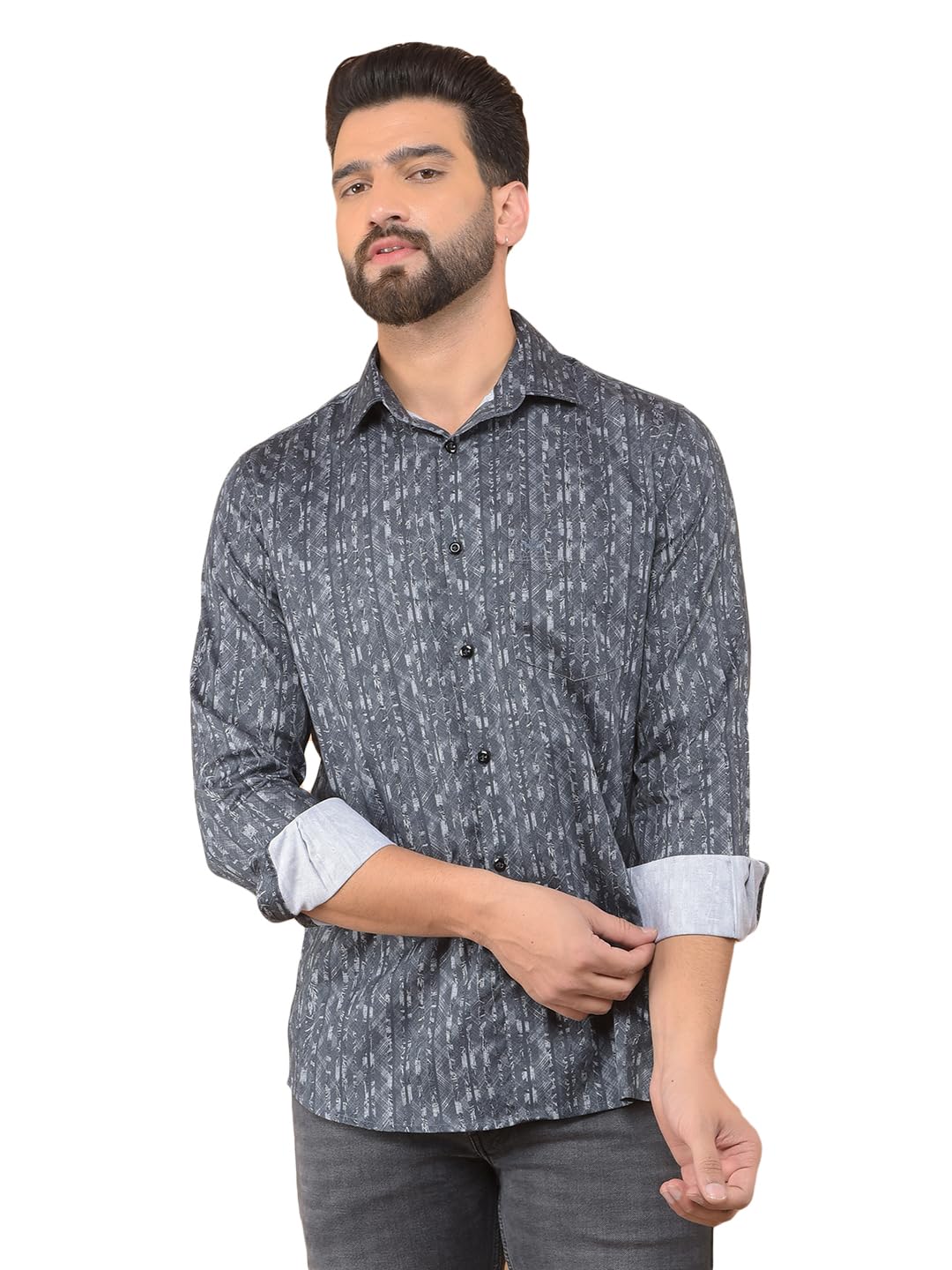 Crimsoune Club Men's Black Printed 100% Cotton Shirt-picture-33