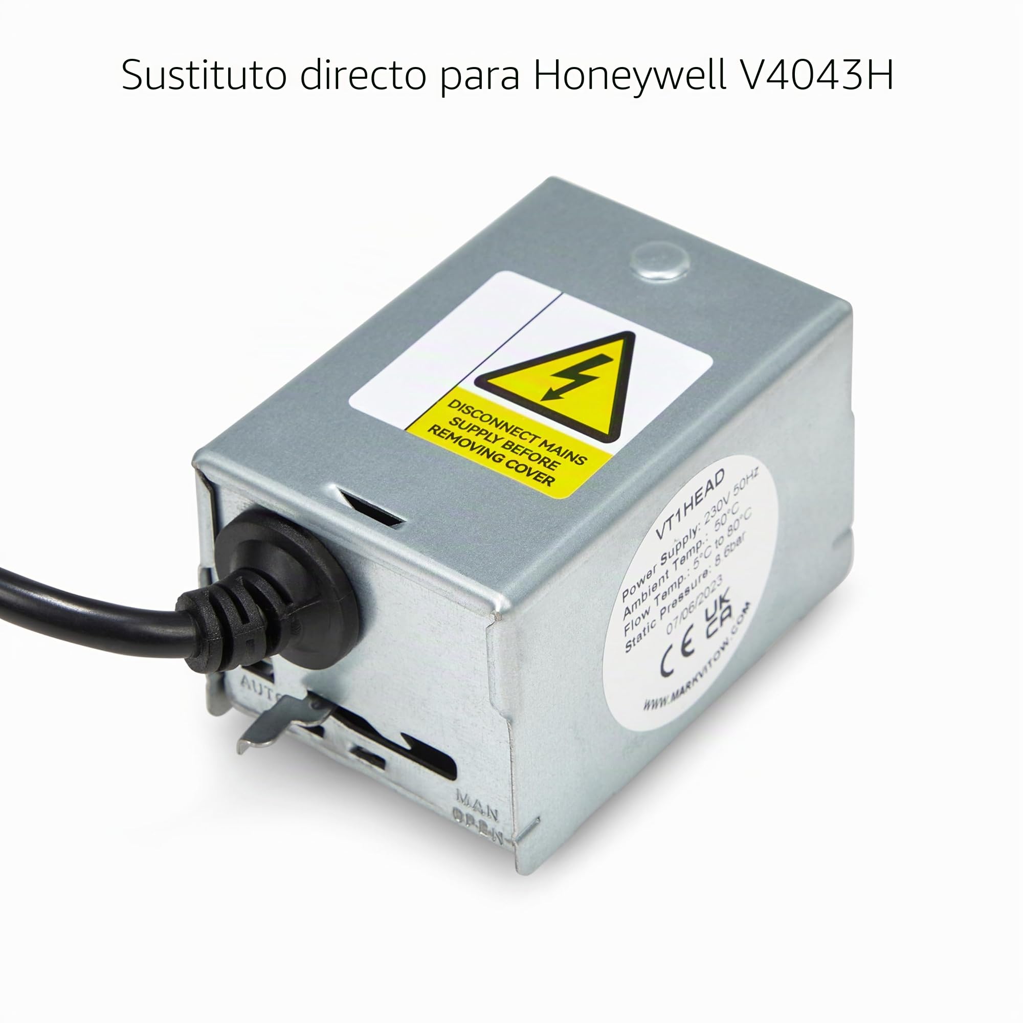 LavaTap VT1HEAD - Cabezal de válvula de 2 puertos de acero inoxidable, compatible con Honeywell V4043H, 22 mm, plateado