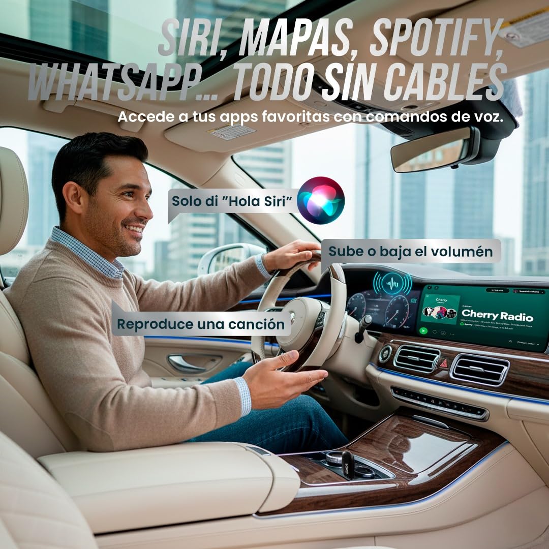 Adaptador CarPlay inalámbrico 2 en 1 USB + USB-C | Convierte CarPlay/Android Auto por Cable en Wireless | Compatible Apple & Android Auto | Plug & Play | Sin App, Sin Líos