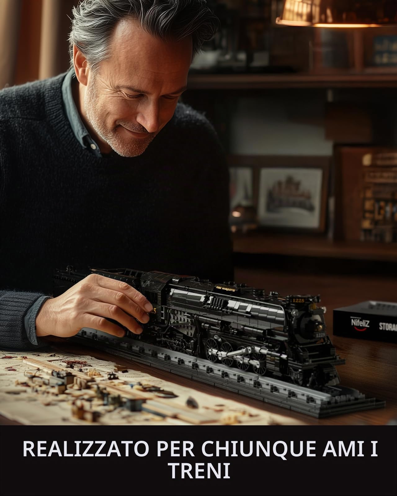 Nifeliz 1225 Set di costruzione di locomotive, giocattolo classico modello di treno a vapore per collezionisti adulti, esposizione e regalo (1.587 PCS, NF10323)