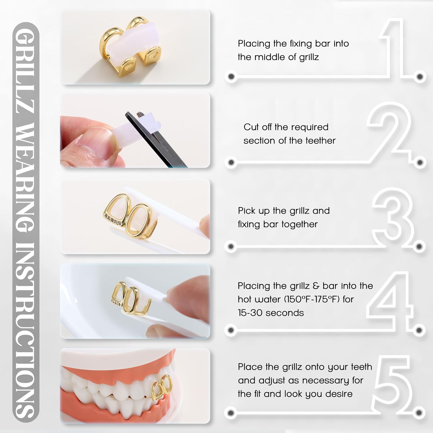 9PCS 18k Gold Plated Grills for Your Teeth Grillz for Women Men Gold Tooth Cap Teeth Jewelry Kit Hip Hop Vampire Halloween Party Single Fake Grillz with Molding Bars Star Fang Heart Cross