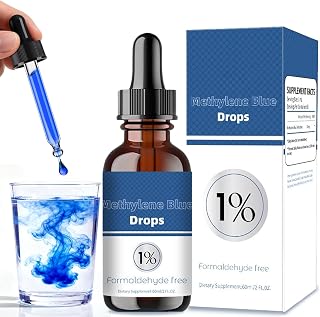 Methylene Blue Drops Pharmaceutical Grade, High Purity 99.99% Methylene Blue for Humans, Methane Blue for Humans USP Grade, 1% Supplement with Dropper, No Formaldehyde No Alcohol Portable Travel, 60ML