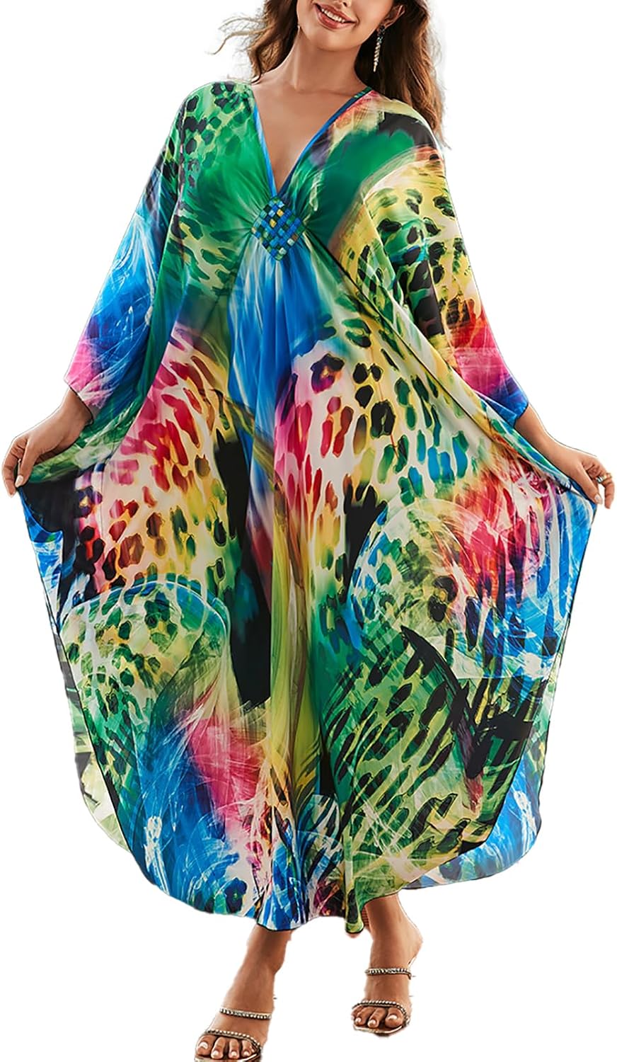 sunforyou Kaftan Dresses for Women Stylish Caftans Plus Size Beach Cover up Soft Loungewear