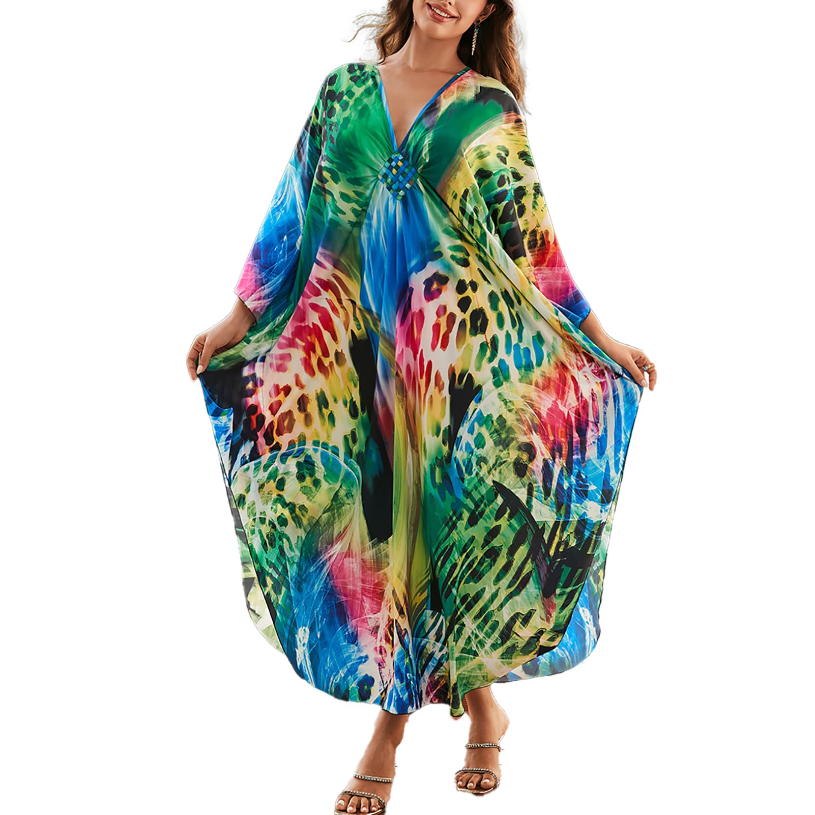 sunforyou Kaftan Dresses for Women Stylish Caftans Plus Size Beach Cover up Soft Loungewear