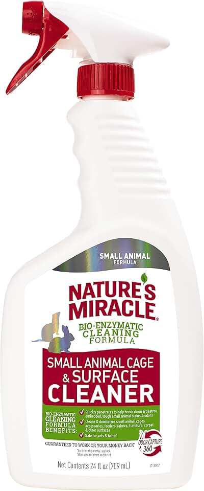 Nature’s Miracle Small Animal Cage and Surface Cleaner, Bio-Enzymatic Cleaning Formula, Destroy Tough Stains and Odors, 24 Ounces