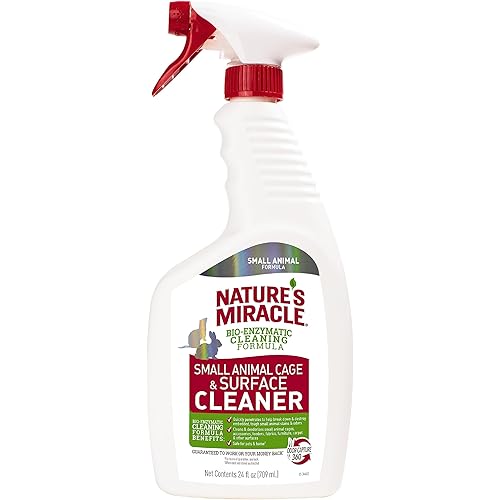 Nature’s Miracle Small Animal Cage and Surface Cleaner, Bio-Enzymatic Cleaning Formula, Destroy Tough Stains and Odors, 24 Ounces