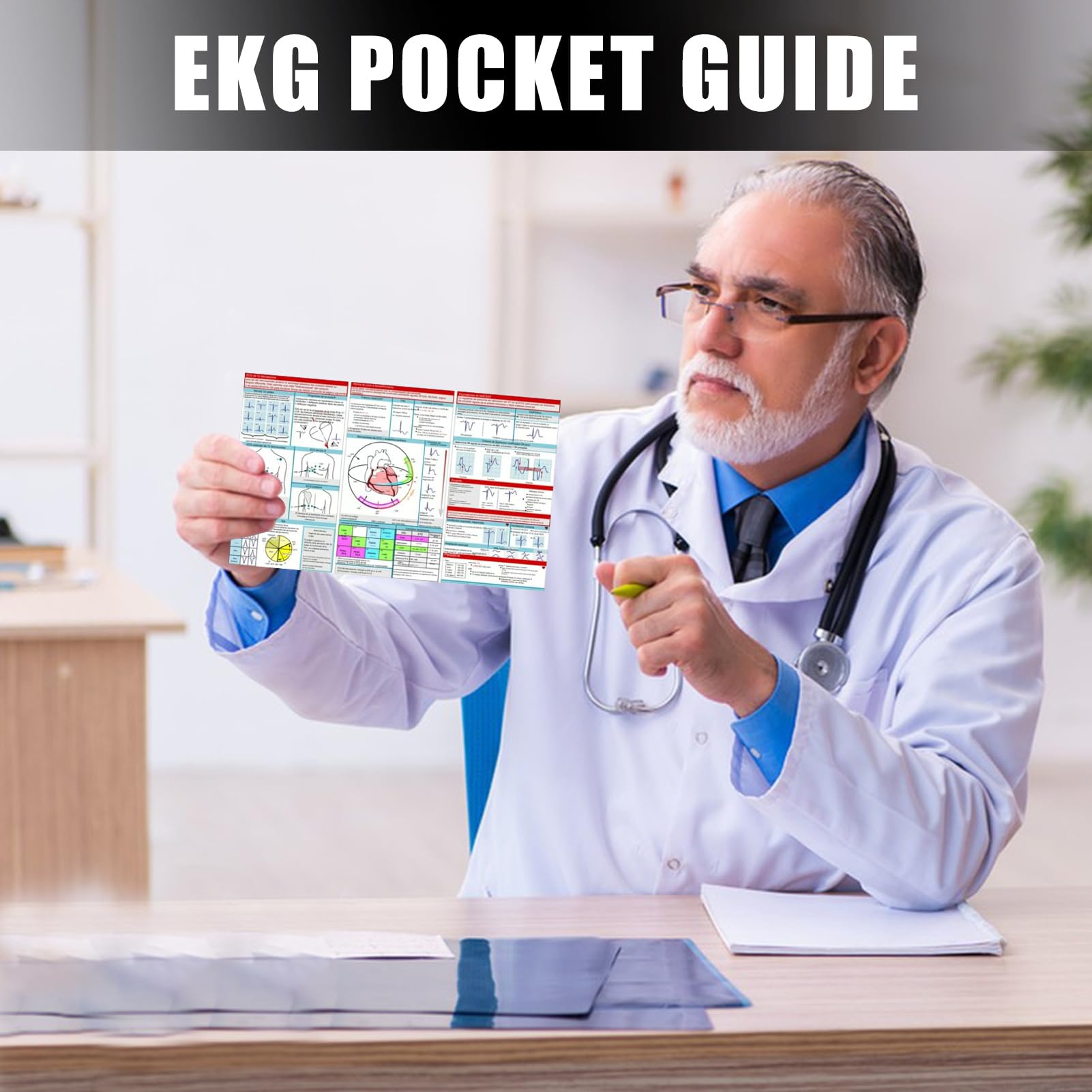 EKG Pocket Guide, Ecg Pocket Card, EKG Rhythmus Interpretation, Double Sided Compact & Portable Reference Card, Sanitäter Flash Cards, Rapid Interpretation EKG Pocket Nurses Guide