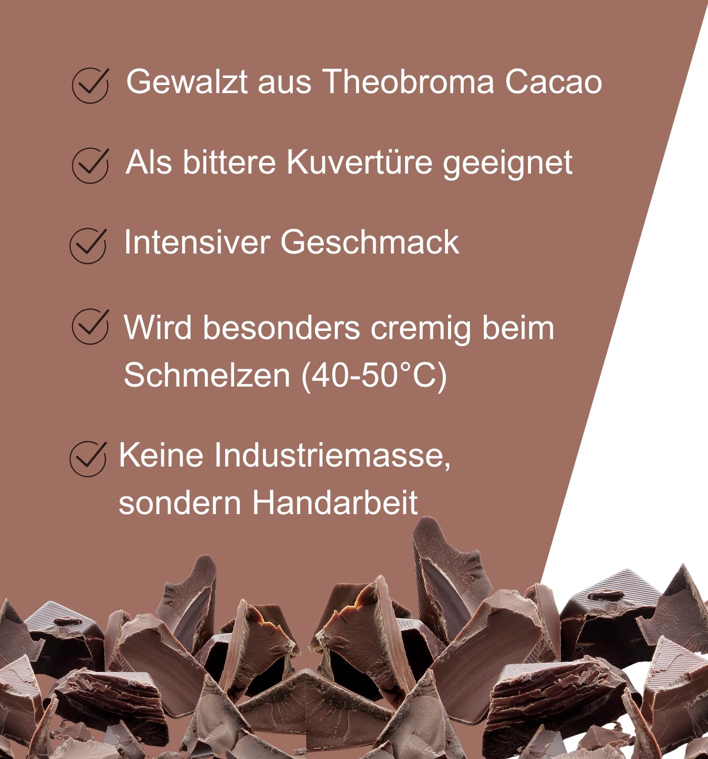 Edelmond Bio Kakaobohnen Mus cremig zum Backen mit Schokolade. Vegane Kuvertüre fast ohne Zucker, hochwertiger als Kakaomasse (450g)