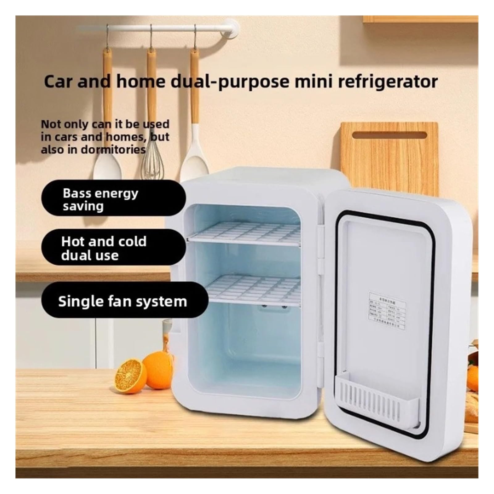 Mini refrigerador for Coche de Doble propósito, con Pantalla Digital de 8 L, Temperatura Ajustable, 78 W, 220 V, 32 cm x 21 cm x 27 cm