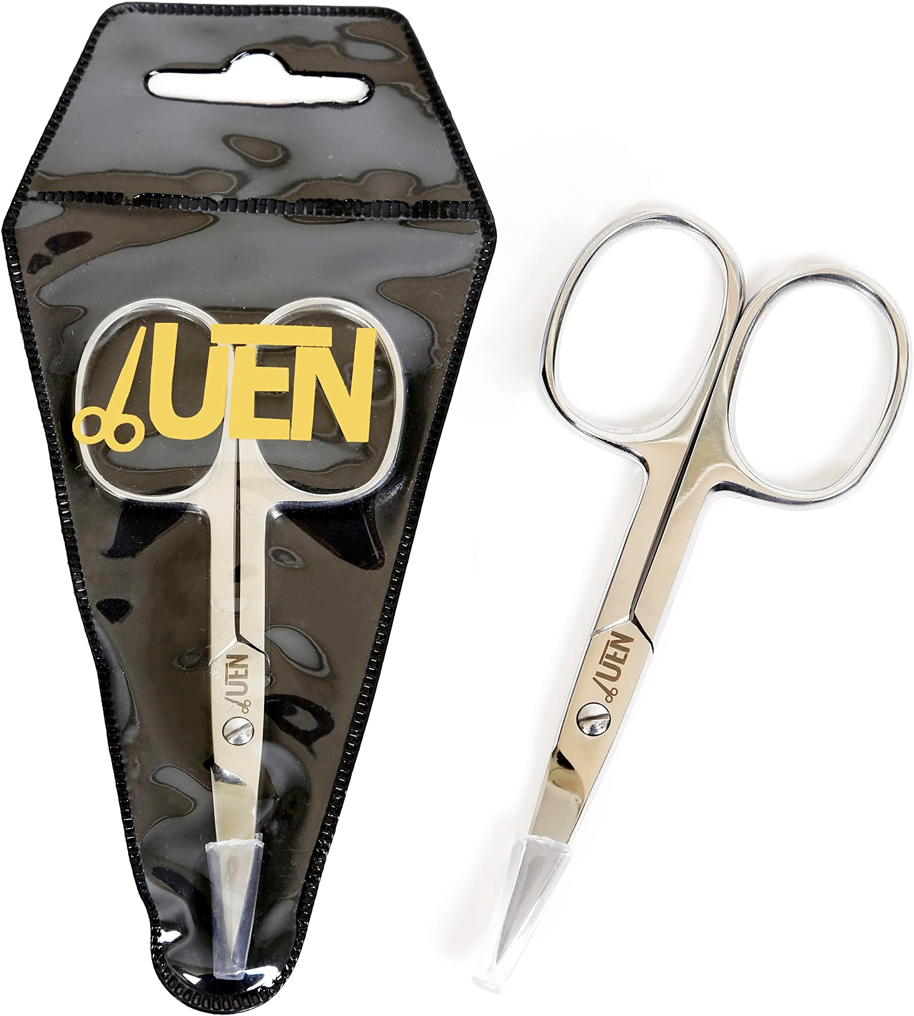UEN MULTI-PURPOSE MANICURE PADICURE DEAD SKIN-CUTICLE REMOVAL SCISSORS FOR BEAUTY GROOMING/USED FOR TOE NAIL FINGERNAIL EYELASH EYEBROW MOUSTACHE /3.5 INCHES/SILVER