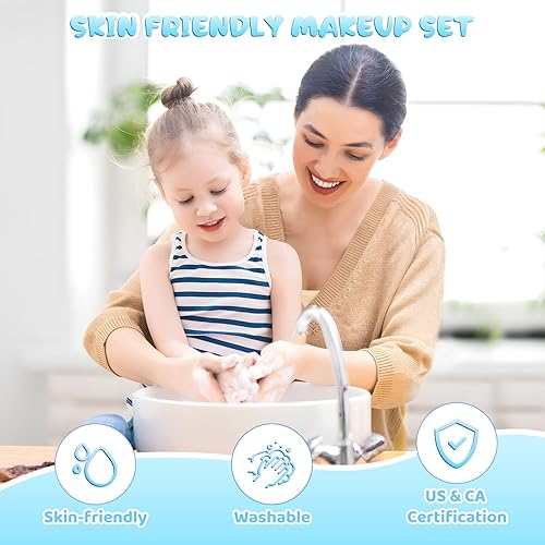 Miniatura 5 de PERRYHOME Kit de maquillaje para niños para niñas, juegos de maquillaje para niñas de 5 a 8 años, juego de cosméticos reales lavables de unicornio,