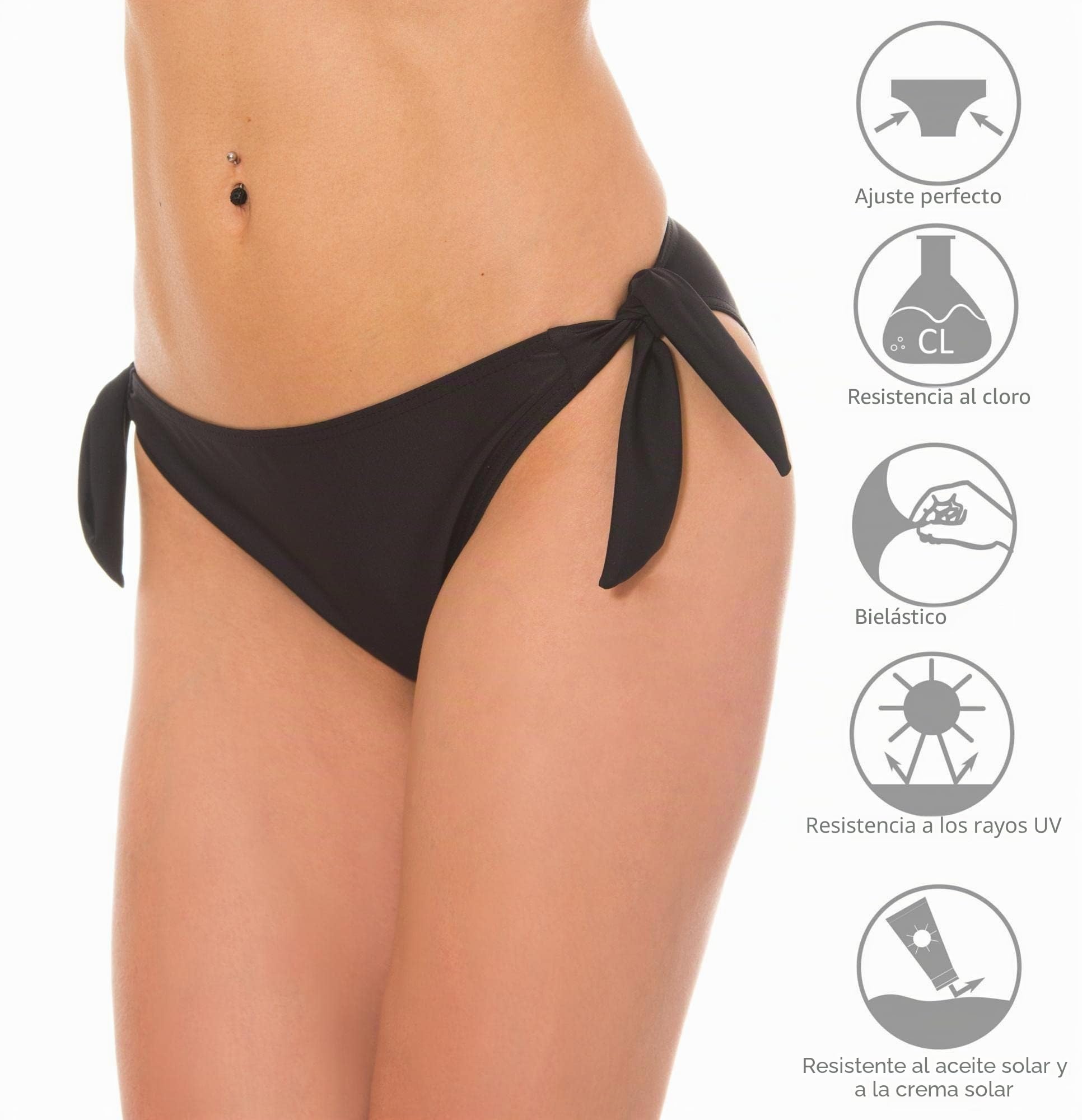 Aquarti Bragas de Bikini Mujer con Lazos Laterales – Braguitas Mujer Bikini de Tiro Bajo