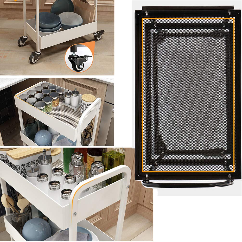 ZYFA Carrello Cucina a 3 Piani Servizio,con Rotelle Bloccabili, Scaffale Portaoggetti Mobile in Acciaio,Carrello Portaoggetti Multiuso, Carrello Salvaspazio, Scaffale Rete Metallica Contenitori