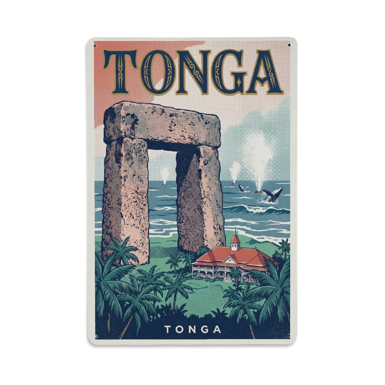 Metal Tin Sign Vintage Tonga Travel