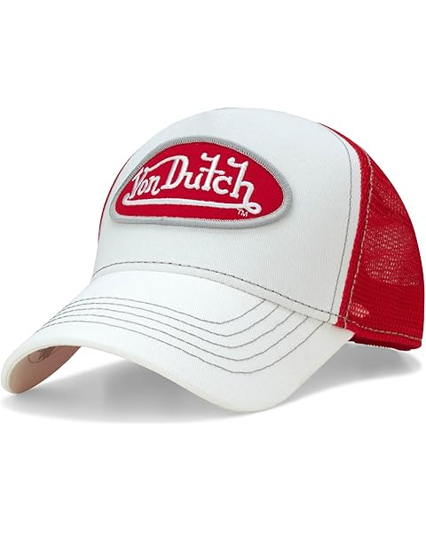 Von Dutch Unisex Trucker Hat - Curved Bill Mesh Back Retro Classic Adjustable Snapback Baseball Cap for Men and Women