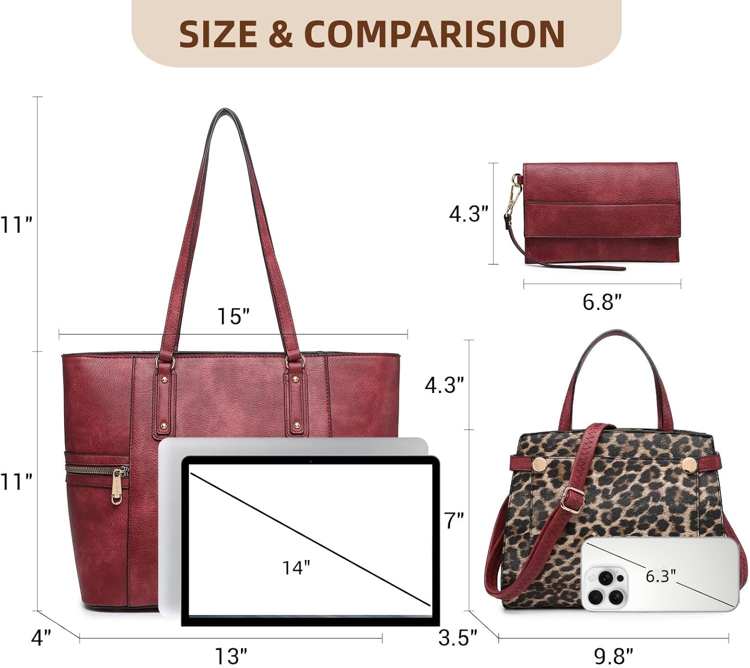 Purses and Handbags for Women Tote Bag Shoulder Bag Top Handle Satchel Purse Set with Wallet Large Work Tote 3pcs - Image 4