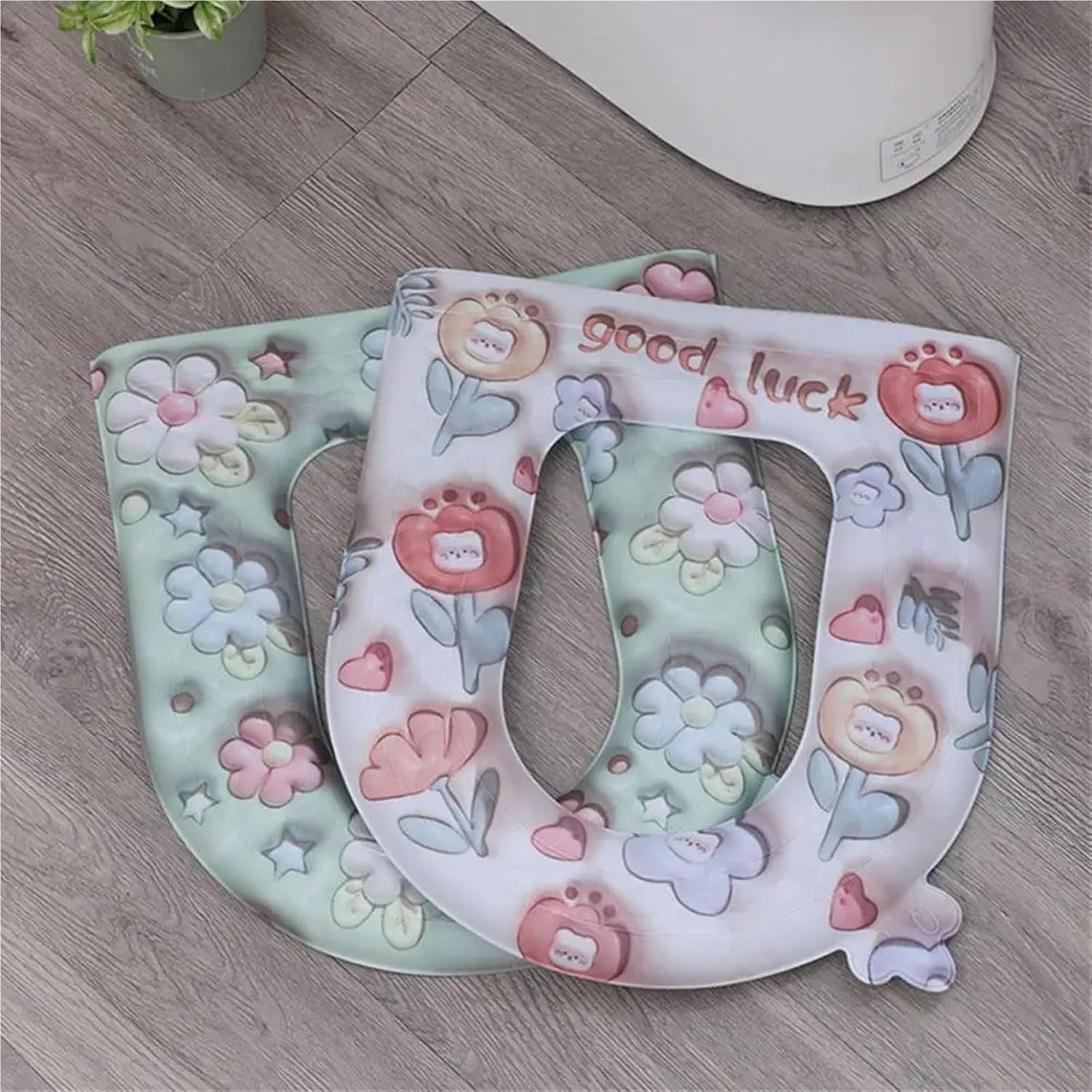 Stylish Waterproof Cartoon Toilet Seat Covers, 2-pack Hygienic And Comfortable Design For All Seasons, Perfect For Kids And Bathrooms Color1