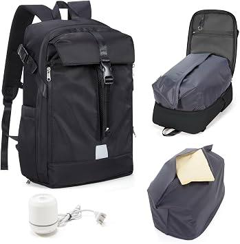 SEAFEW Vacuum Backpack Travel with Separate Seal Compression Bag & Pump, Waterproof Carry on Suitcase Luggage Flight Approved for Men Women, Laptop Daypack for Work Trip Gym, Black