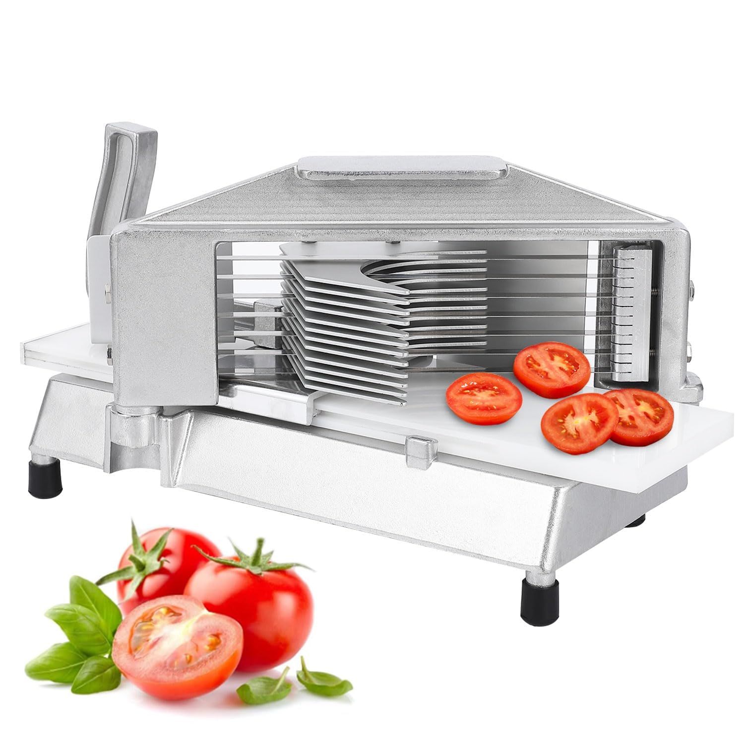 Garvee Professioneller Edelstahl Gemüseschneider – 10 mm Scheiben, rutschfeste Füße – Perfekt als Tomatenschneider, Zwiebelschneider & Brotschneider – Für Küche & Gastronomie – Spezifikation: Germany