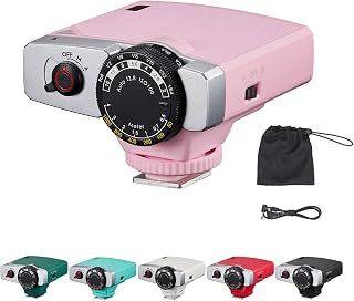 Godox Lux Junior Retro Camera Flash GN12 6000K Color Temperature Auto & Manual Modes 28mm Focal Length Replacement for Canon Nikon Sony Olympus Hot-shoe Cameras Pink