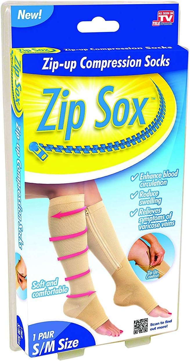 Zip Sox Compression Socks by BulbHead - Pair, S/M, Nude