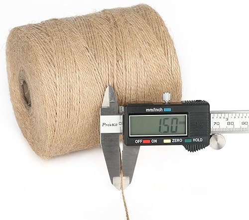 Miniatura 3 de joycraft Cordel fino de yute de 1640 pies, cuerda de cáñamo decorativa marrón de 0.059 pulgadas, cuerda resistente de 2 capas para obras de arte,