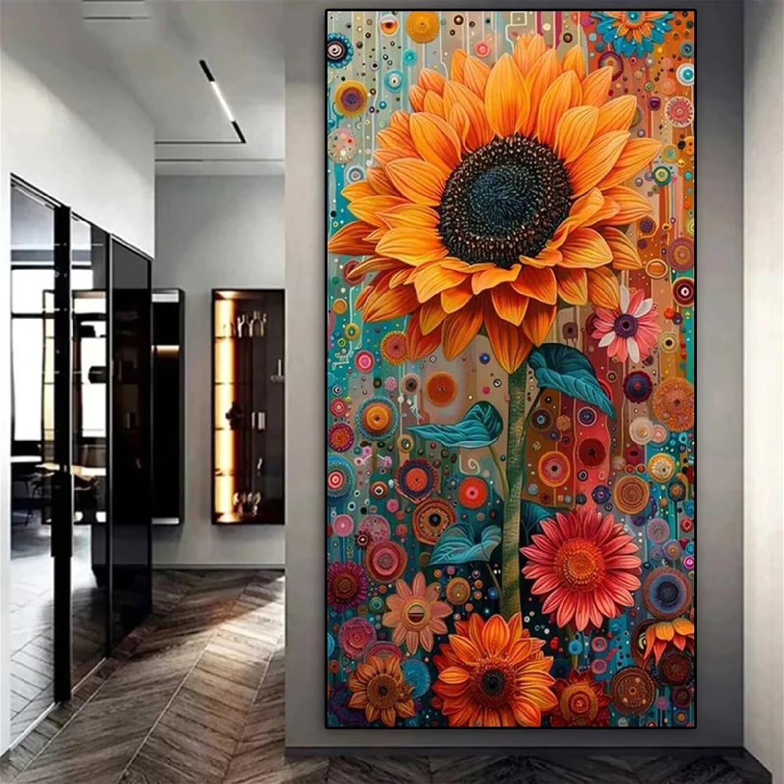 Xinyuer Extra Large 5D Diamond Painting Kits for Adults Sunflower, DIY Diamond Art Painting Kits Round Drill Full Drill Gem Art Painting Kit for Home Wall Decor 12x24 inch