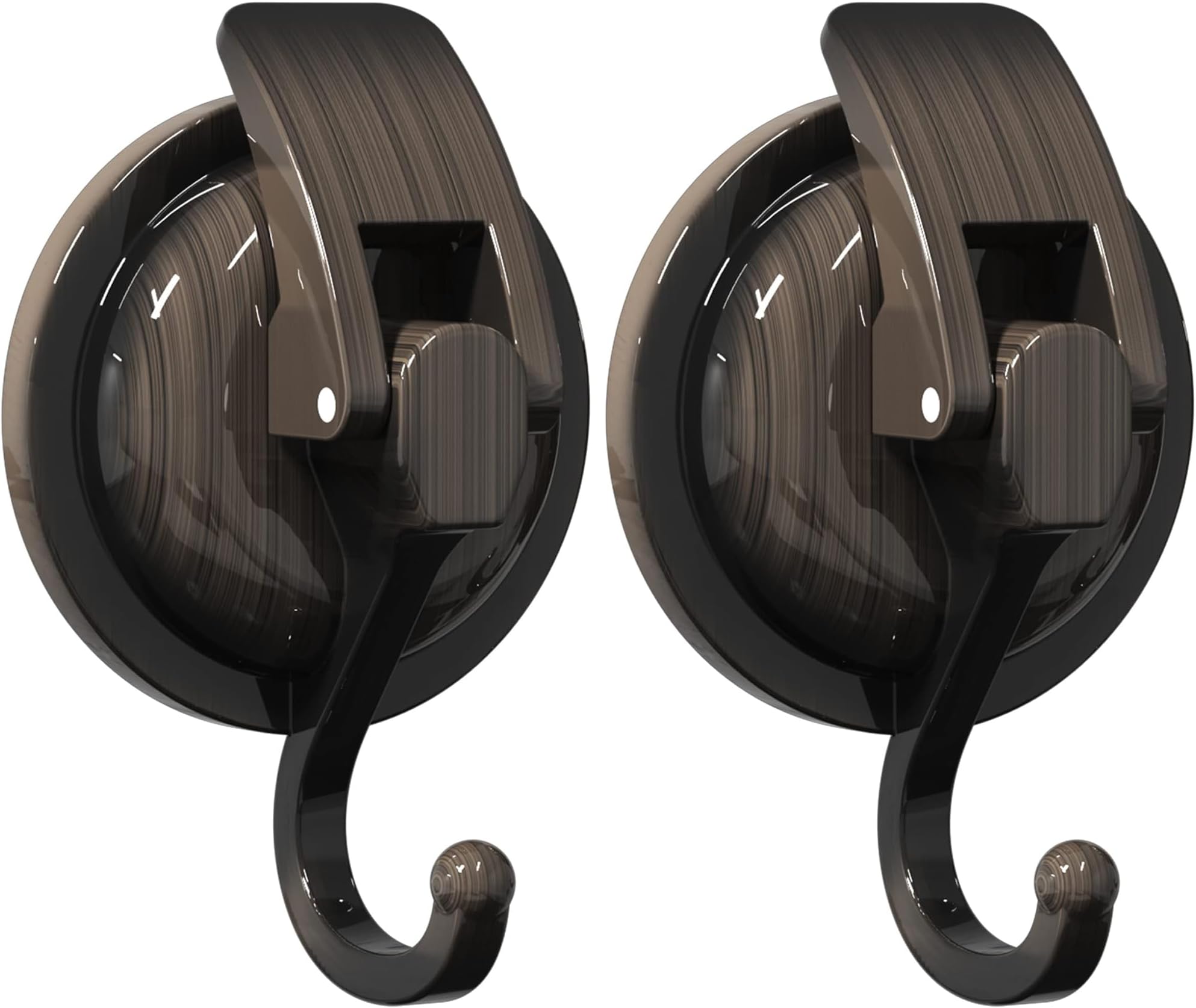 Heavy Duty Vacuum Suction Cup Hooks, Red Bronze Plated Polished Super Suction for Kitchen Bathroom, 2 Pack