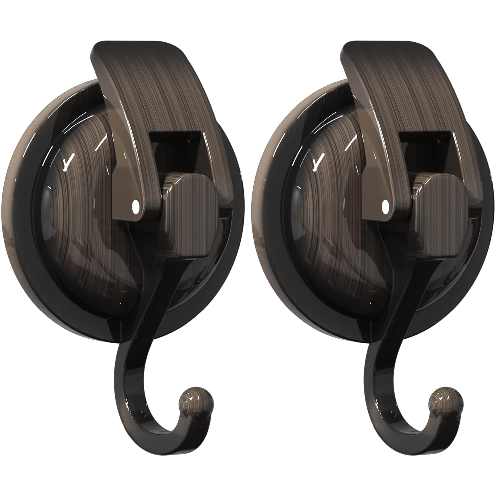 Heavy Duty Vacuum Suction Cup Hooks, Red Bronze Plated Polished Super Suction for Kitchen Bathroom, 2 Pack