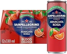 San Pellegrino Italian Sparkling Drinks Tastefully Light Sparkling Blood Orange Canned Soft Drink 12 x 330ml | 69 kCals per Can