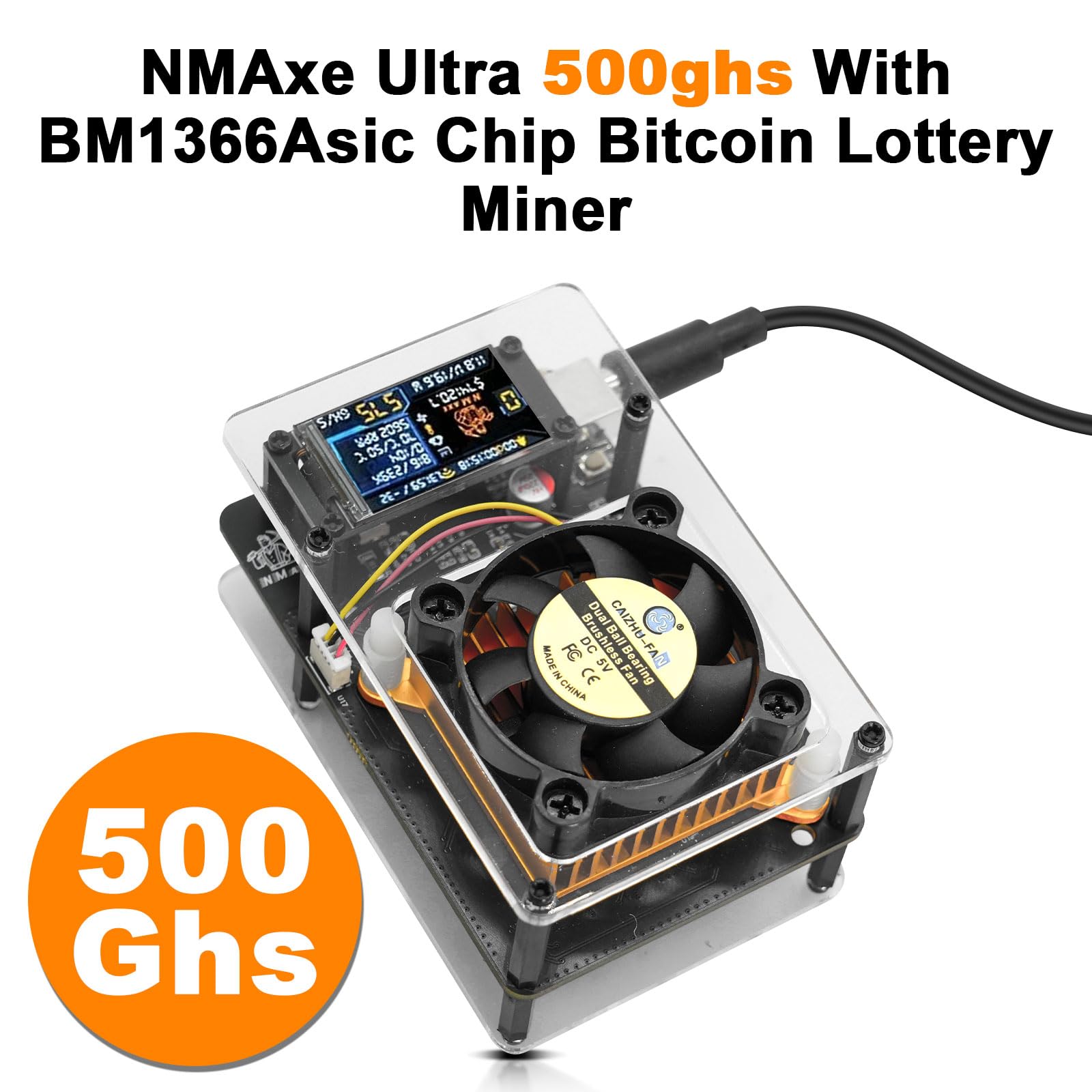 NerdMiner NMaxe Solo Bitcoin Miner with BM1366 ASIC Chip Binghe 500 GH/s 20  J/TH Bitcoin Solo Home Miner Lottery Miner Solo Lottery BTC Bitcoin Miner  with EU Plug Compatible with Nerd Miner: