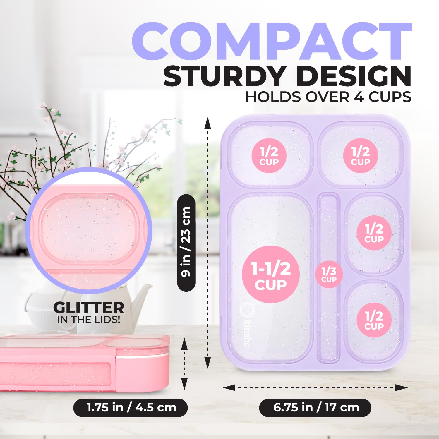 Lunch✨✨ Amazon.com: kinsho Glitter Lunch Box Bento-Boxes for Girls