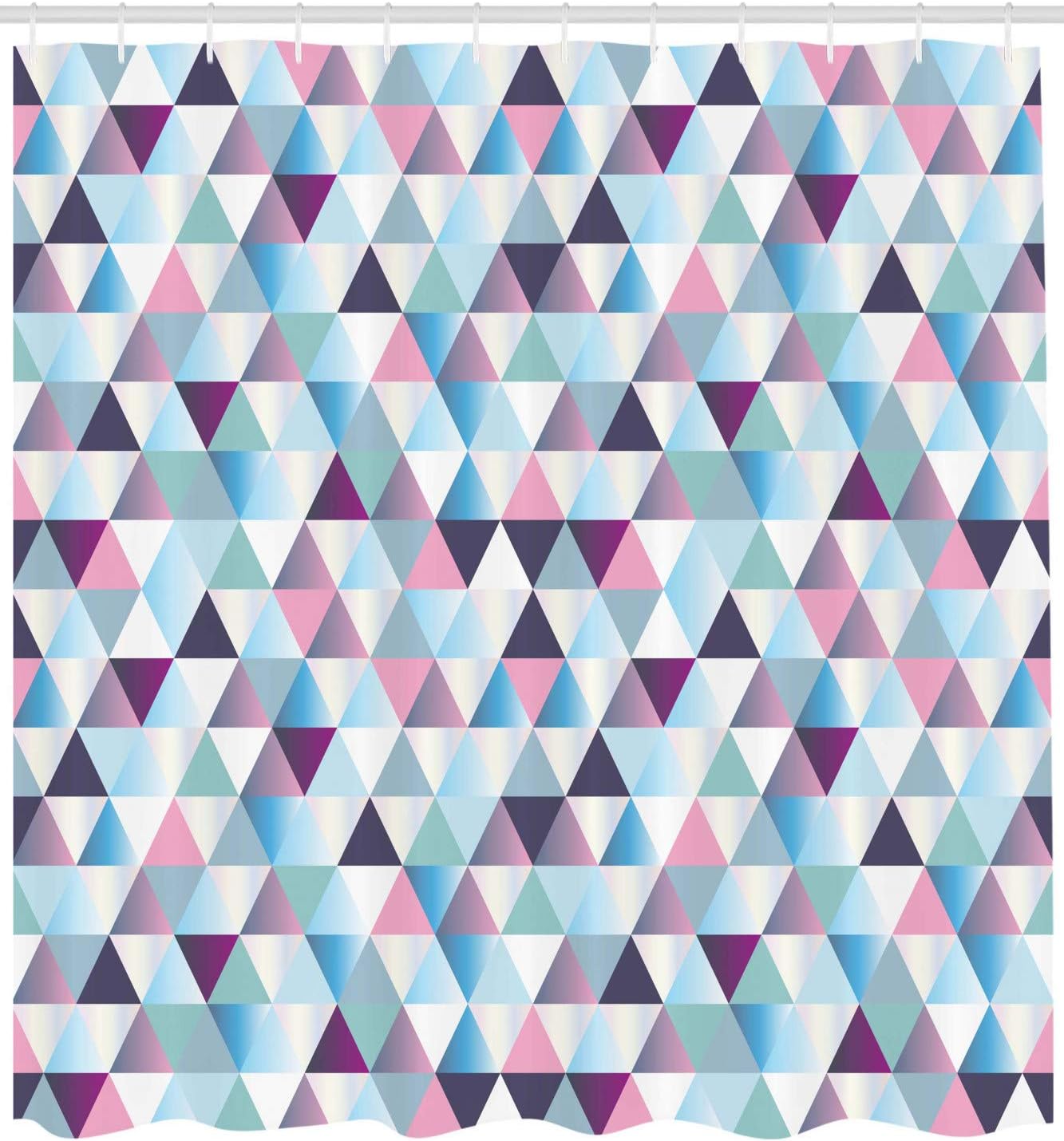 Ambesonne Geometric Shower Curtain, Diamond Shapes Triangle Abstract Pattern Geomatic Fashion Print, Cloth Fabric Bathroom Decor Set with Hooks, 69" W x 75" L, Pink Blue image 2