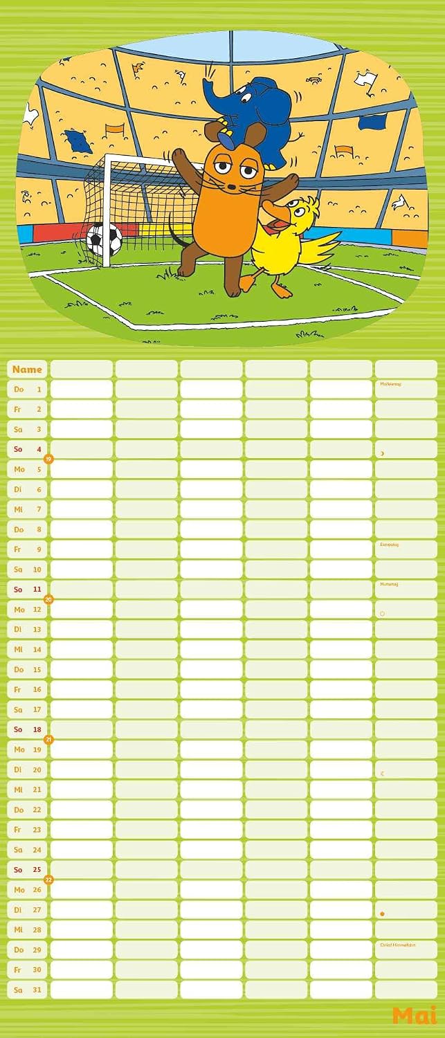 Dumont The Mouse 2025 Mega Family Planner, 30 x 70 cm, Calendar with 6 Columns, Family Calendar with 2 Timetables and Holiday Chart: For Sending with the Mouse