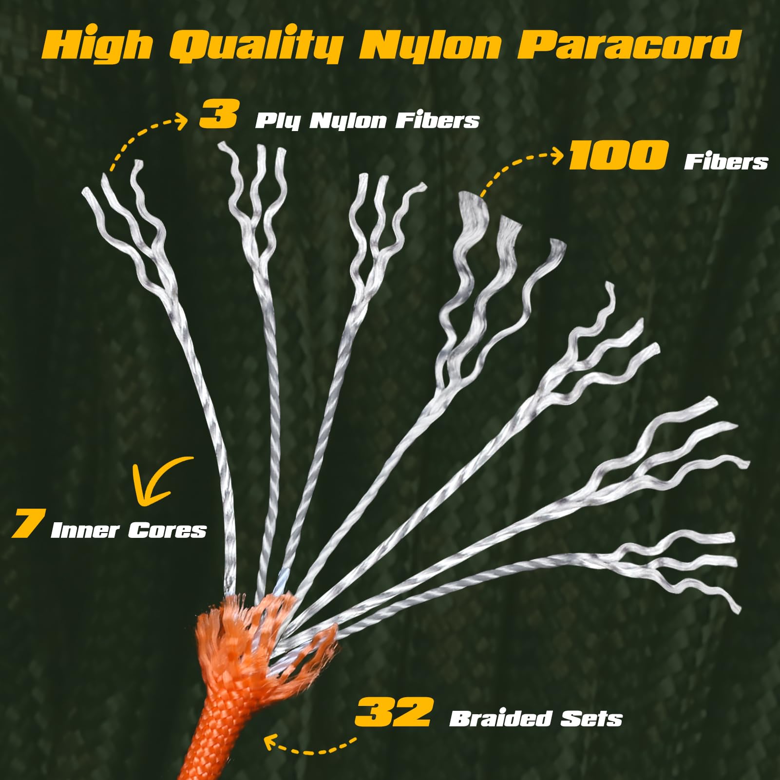 VABNEER 5 Rotoli x 33ft/10m di Paracord, Paracord 4mm, 7 Fili Core Paracord 550 fino a 250 kg