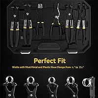 Vista 4 de Renekton Juego de alicates de abrazadera de manguera, alambre flexible de largo alcance Clic tipo R mordaza giratoria y alicates de banda plana