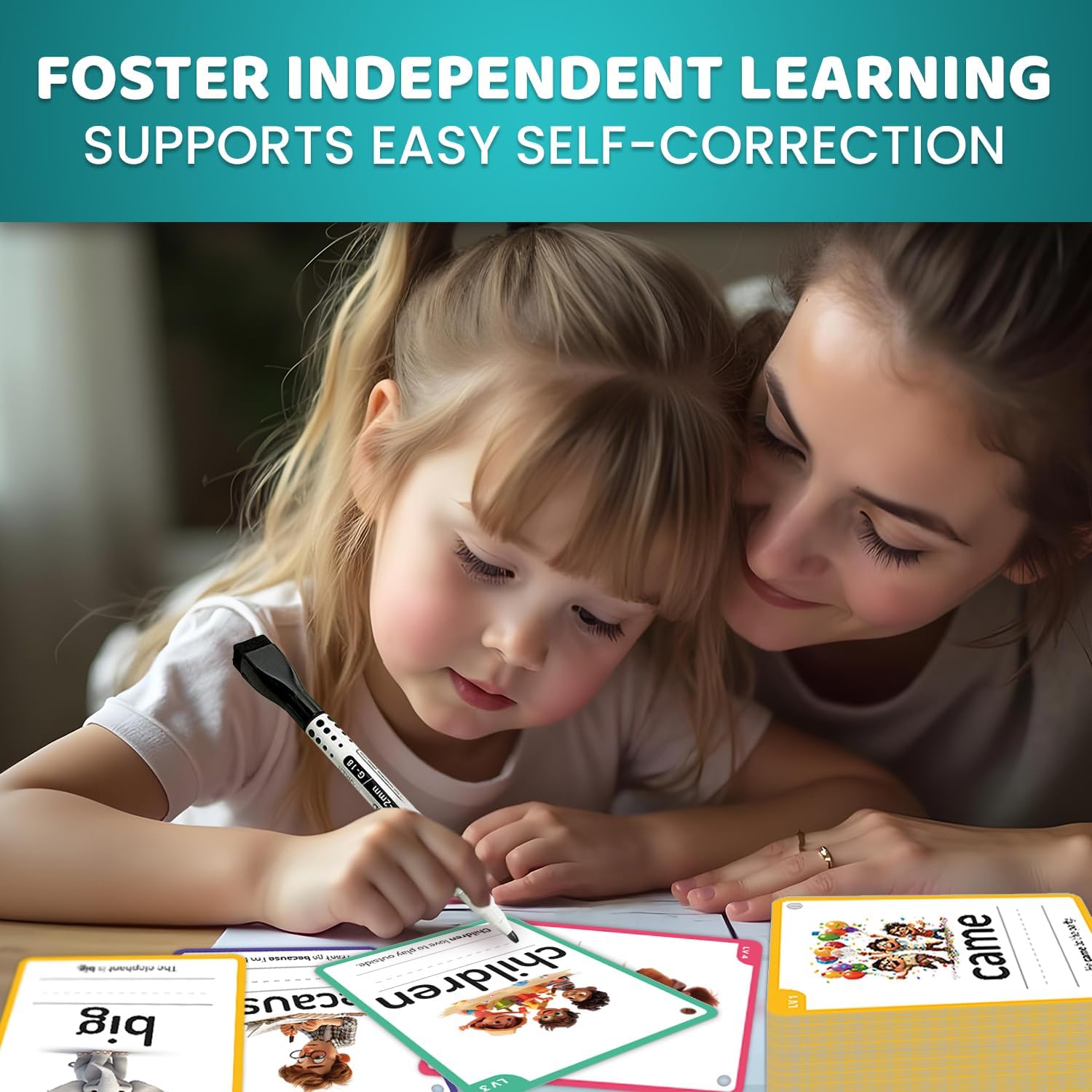 QUOKKA 520 Sight Words Flash Cards for Kids – 5 Levels from Pre-K to 3rd Grade – Bold Font & Jumbo Size & Dry Erase Color-Coded Cards with Rings for Sorting – Based on Dolch & Fry Word Lists - Image 6