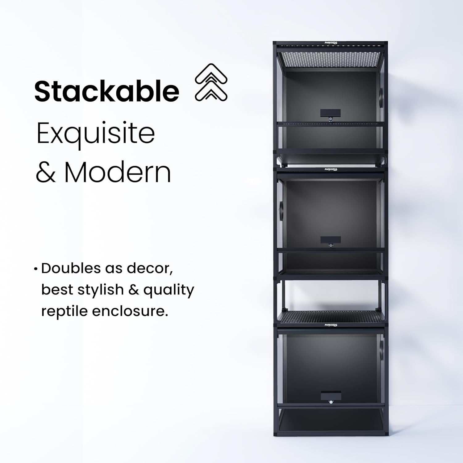 MagicCube 18'' x 18'' x 18'' Reptile Tank, Lockable 24 Gallon Crested Gecko Tank with Flip-Up Door, Colorful Aluminum Frame for Easy Assembly & Decorative Mesh Top for Optimal Ventilation