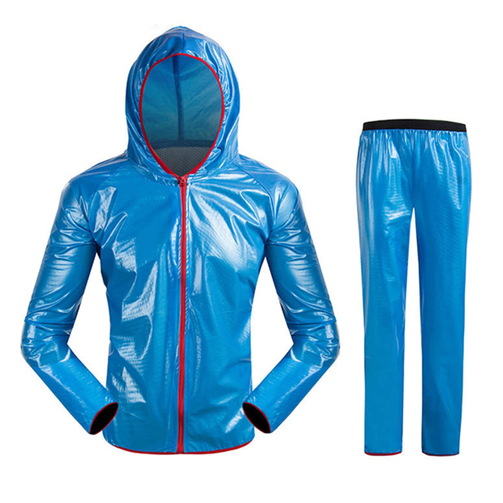 Chubasquero Moto, Chubasquero Hombre Running, Chubasquero Running Hombre, Reutilizable Chubasquero Hombre Mujer Ligero, para Exterior,Senderismo,Azul,XL