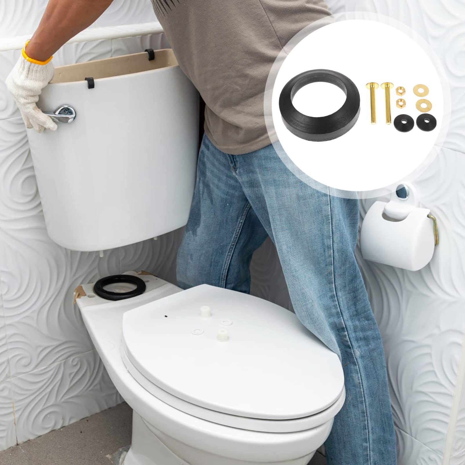 Mikikit 3sätze Premium Toilettenspülkasten Befestigungsset Dichtungsringe Und Schrauben Für Universelle Toiletten Einfache Installation Für Heim Und Büroanwendungen