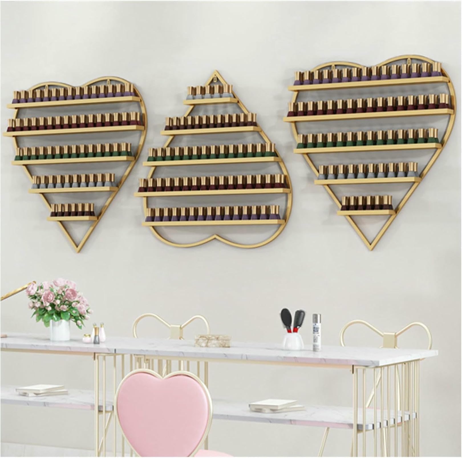 Espositore per smalti, Porta smalti in Metallo da Parete, espositore per smalti a Forma di Cuore, Ideale per saloni di Bellezza Domestici.