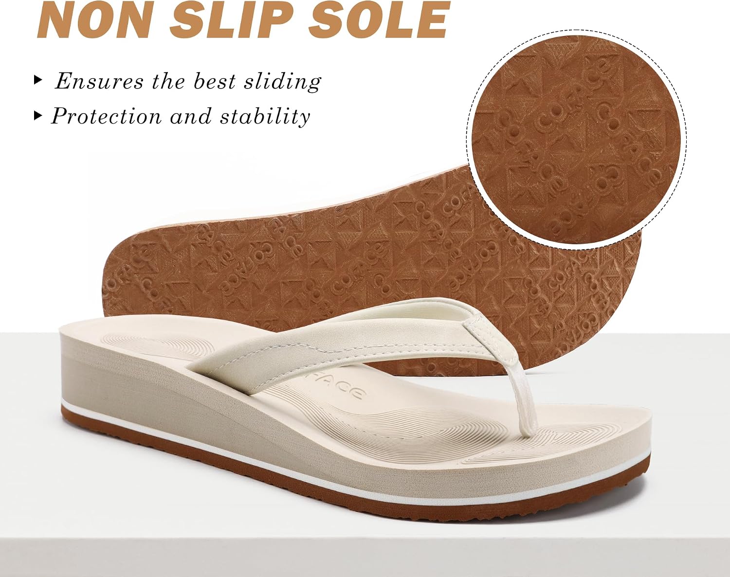 COFACE Flip Flops Women's Flat Toe Separator Flip Flops for Summer Beach Women Wedge Heel Thong Sandals with Soft Yoga Mat image 4