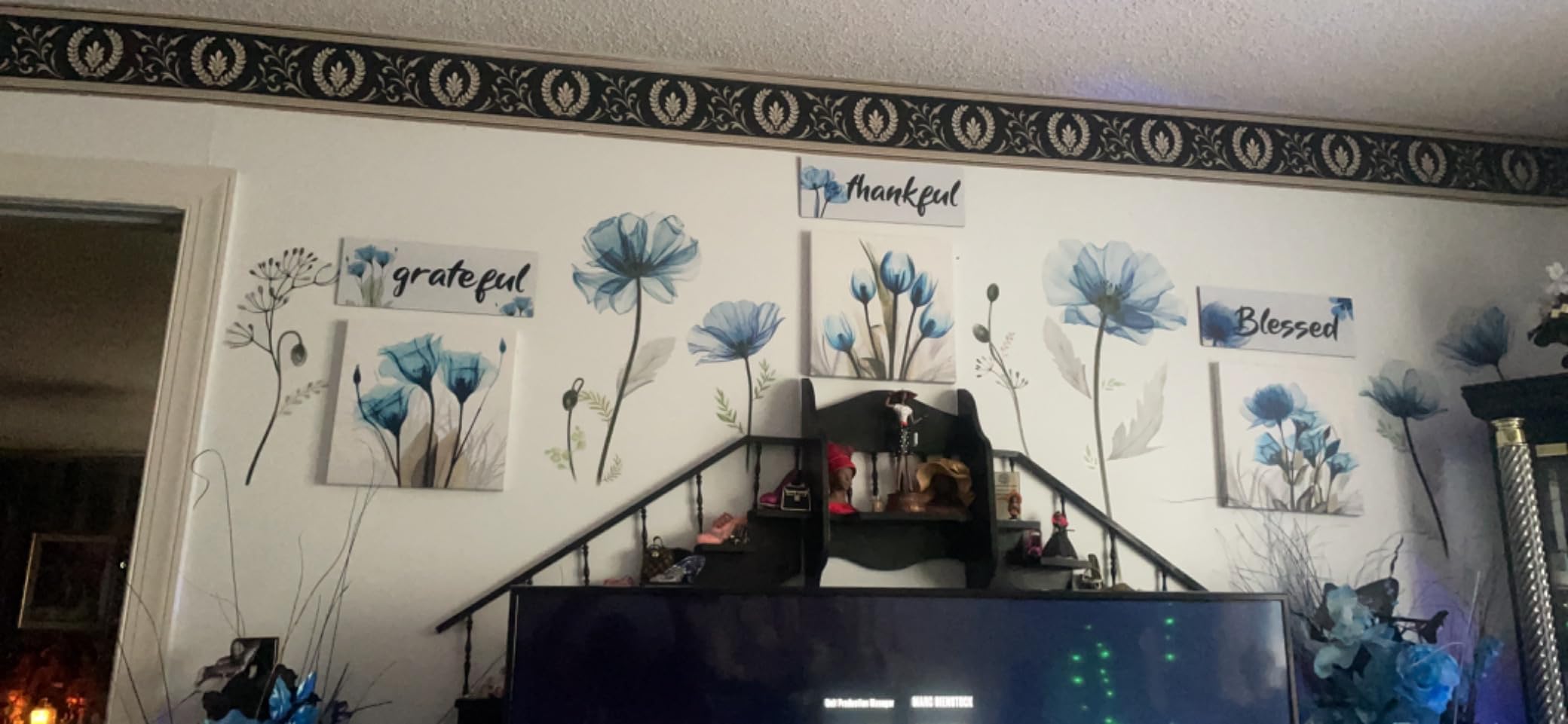 $2/mo - Finance decalmile Large Blue Flower Wall Decals Floral Wall ...