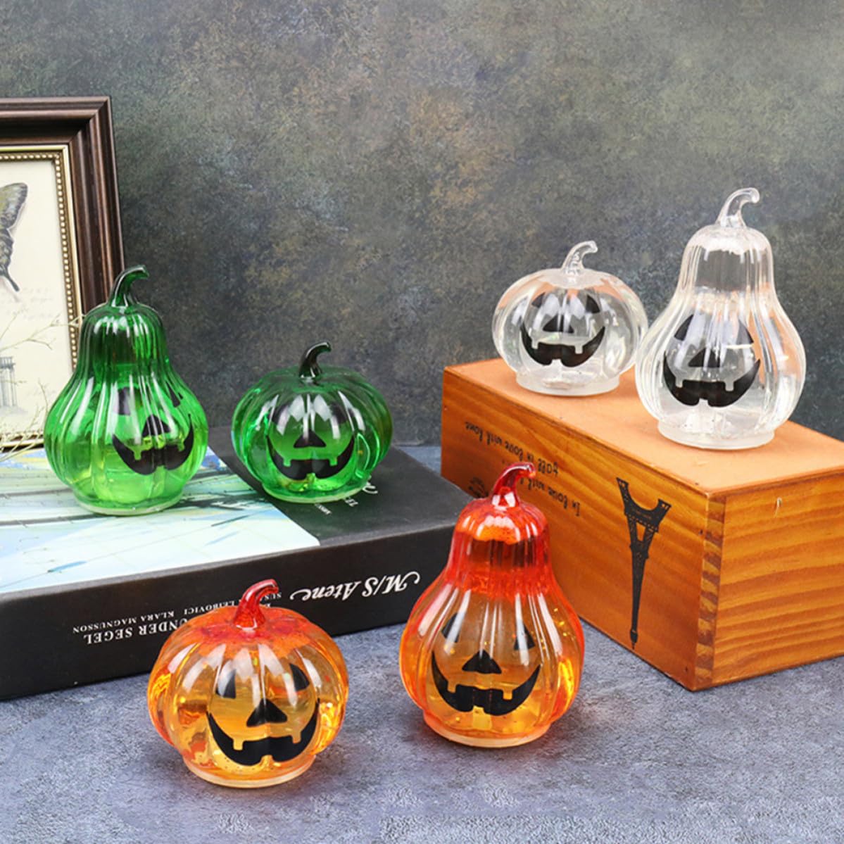 3 Pezzi Luce Zucca LED Halloween in Pvc, Decorazione Luminosa