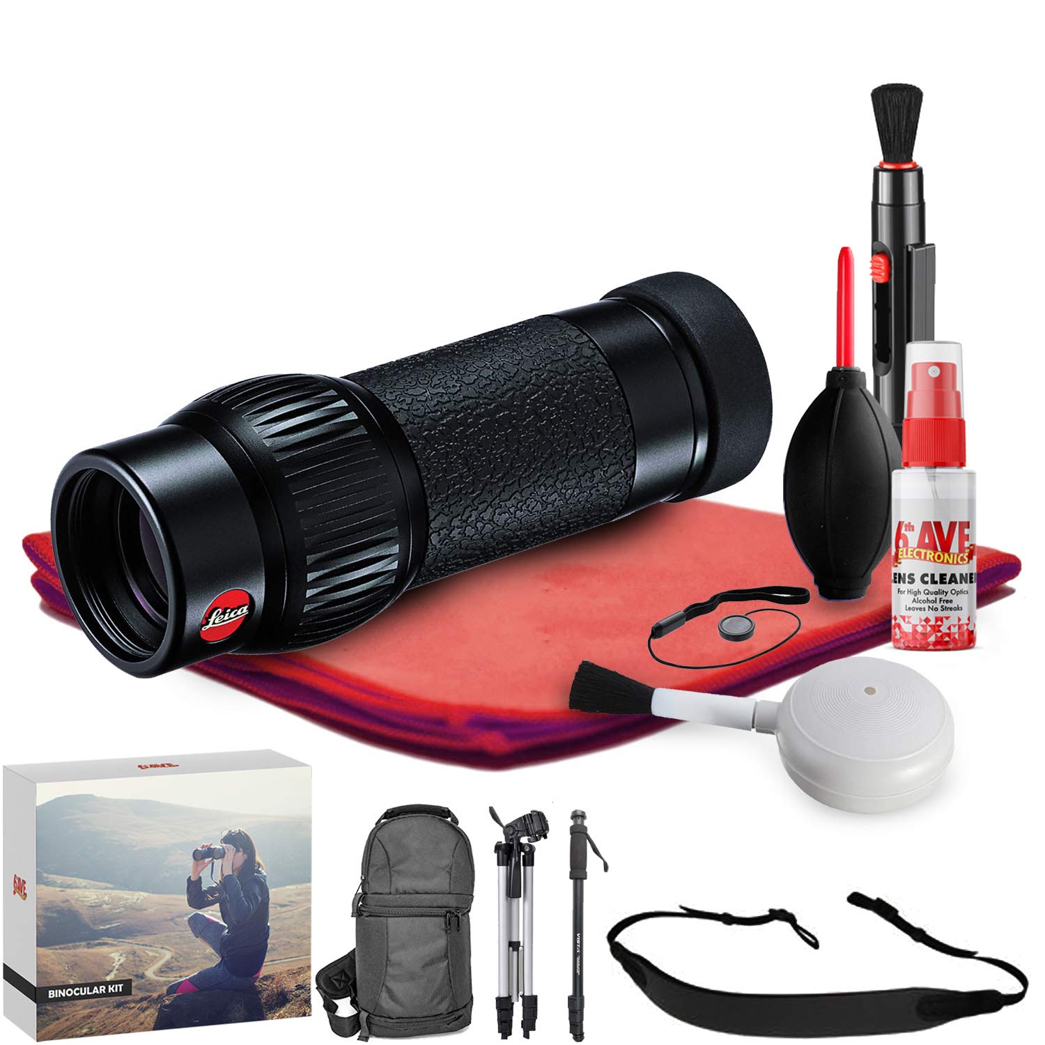 Leica Monovid 8x20 Monocular (Black) - Exclusive Outdoors Binoculars Kit