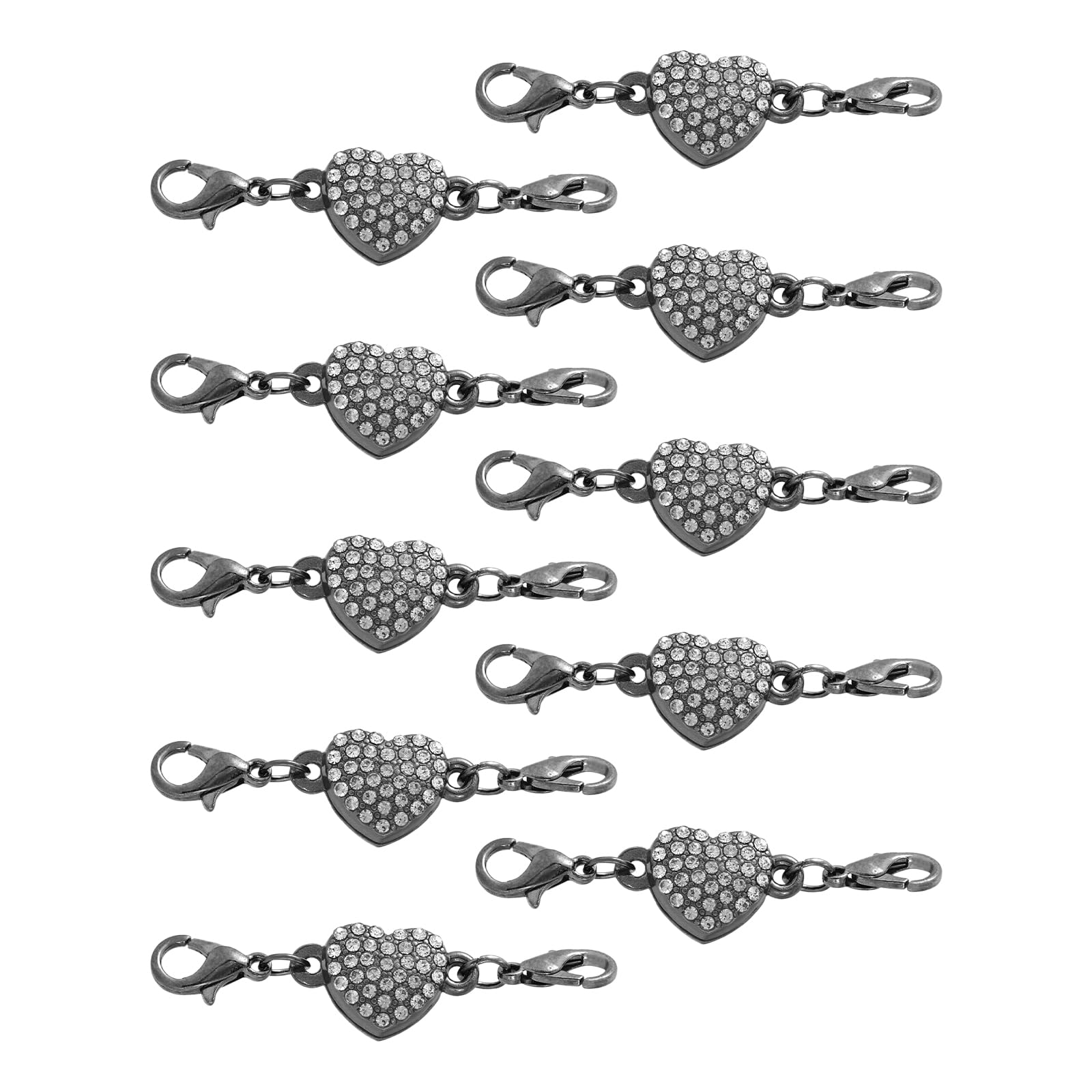sourcing map 10Pcs Jewelry Clasps, Heart Shaped Clasps Locking Closures with Lobster Clasps for Bracelet Necklace DIY Making Wedding Jewelry Accessories (Black)